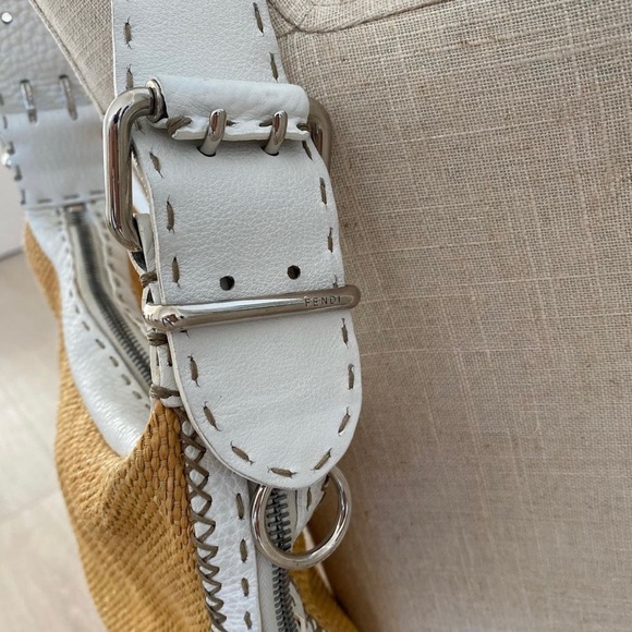 FENDI Oyster Selleria Lavorazione a Mano handbag. Straw/white leather!! - Picture 11 of 16